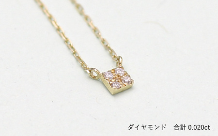 クール！！スクエアデザイン K10イエローゴールド ダイヤモンドネックレス アジャ付き 40cm / K10-01-02 金 ゴールド ダイヤ ジュエリー アクセサリー ギフト プレゼント レディース