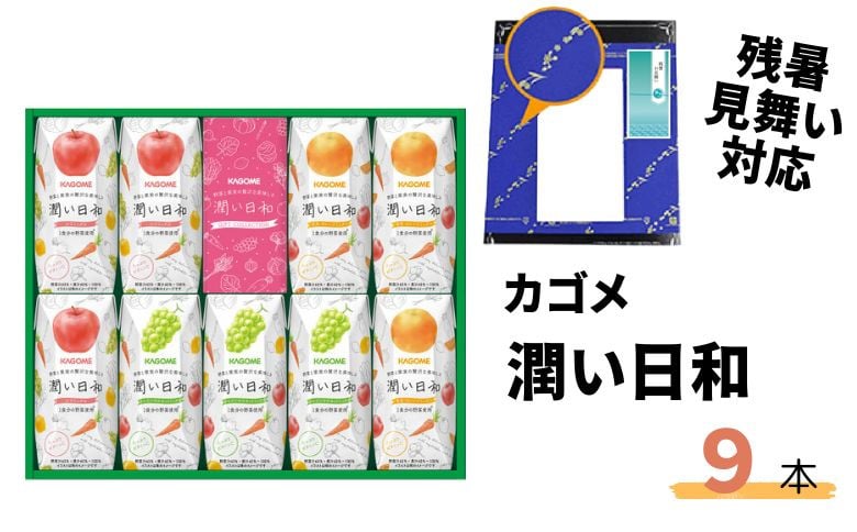 
            【残暑見舞い対応】カゴメ 潤い日和 200ml 9本入り（シャインマスカットミックス・ふじミックス・清見オレンジミックス 各3本）【残暑見舞い ジュース マスカット りんご オレンジ フルーツ ギフト プレゼント フルーティー 果実 茨城県 常陸太田市】
          