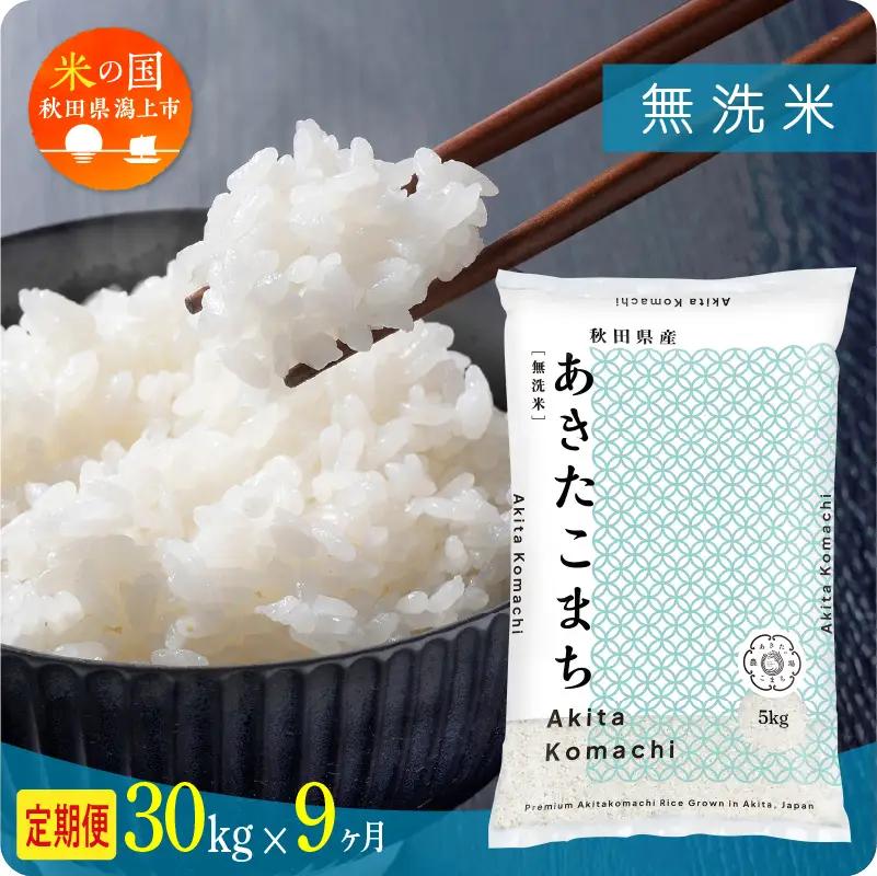 《先行予約》【9ヶ月定期便】無洗米 令和8年産 あきたこまち 30kg 無洗