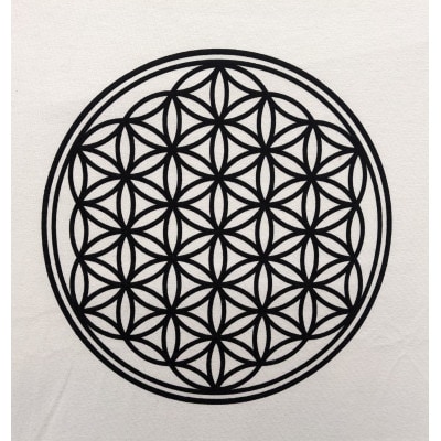 Tシャツ フラワー・オブ・ライフ 麻炭 白 (半袖 Mサイズ)【1619662】