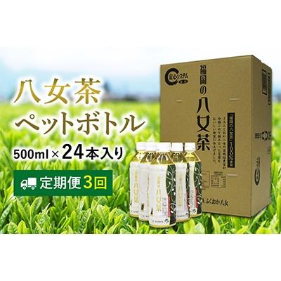 ふるさと納税 飯塚市 【毎月定期便】八女茶　煎茶ペットボトル　500ml×24本全3回