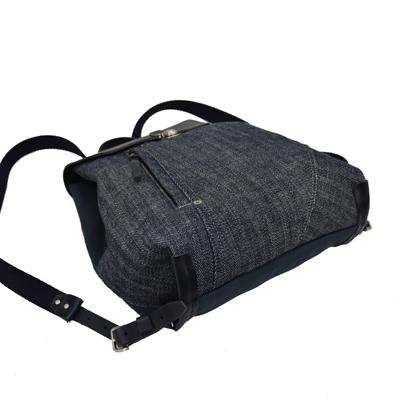 ふるさと納税 豊岡市 豊岡鞄　井原デニム×TOYOOKAKABAN　ヘリンボーンリュック　ネイビー |  | 01