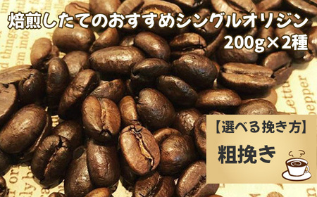 焙煎したてのおすすめシングルオリジン 200g×2種（粗挽き） No.170-02