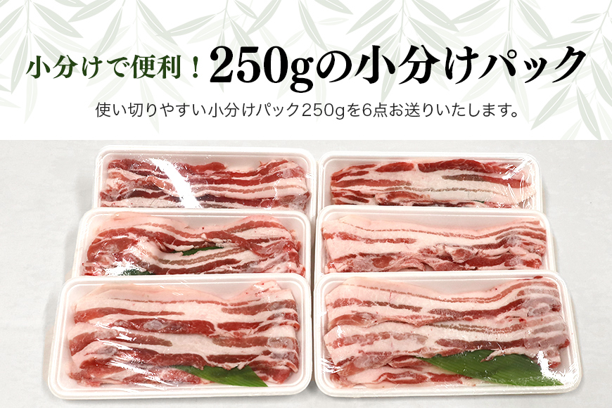 ブランド豚「ばんぶぅ」小分け 豚バラスライス1.5kg(250g×6パック)