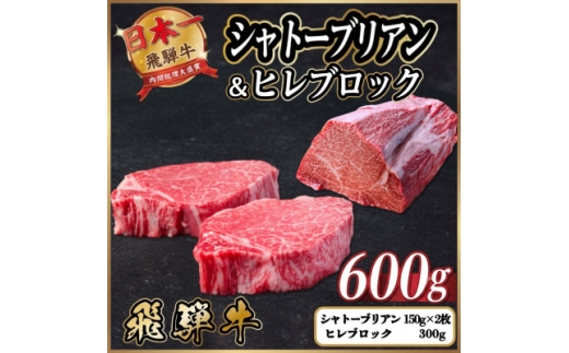 飛騨牛 シャトーブリアン&ヒレブロック 計約600g【1770470】