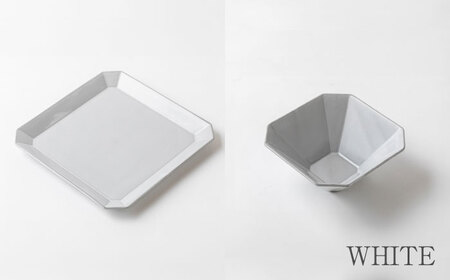 【美濃焼】DesPres-デプレ- 八角 プレートL＆ボウル WHITE、GOLD 2セット｜食器 食器セット 皿 お皿 ワンプレート ランチプレート 美濃焼 セット ケーキ ソーサー 食器 中皿 さ