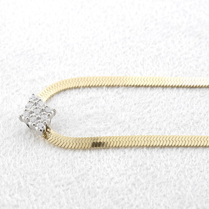 ブレスレット 18金 プラチナ レディース ダイヤモンド ゴールド pt900 イエローゴールドK18 アジャスター付き スネークチェーン 17cm 太め フラット ジュエリー シンプル 人気 普段 