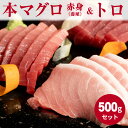 【ふるさと納税】【年末限定発送】本マグロ (養殖) 赤身 ＆ トロ セット 500g【まぐろ 鮪 刺身 海鮮 冷凍】