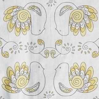 フィンランドの「幸せを運ぶ鳥」小鳥柄のキッチンマット270cm イエロー