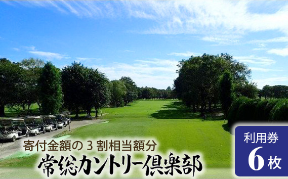 常総カントリー倶楽部利用券6000円分（寄付金額の3割相当額分）
