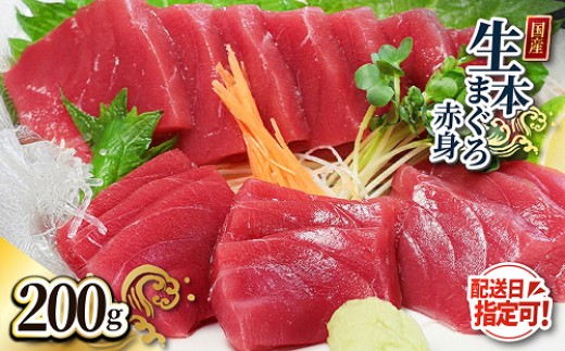 【冷蔵・指定日着可】生本マグロ　赤身 200g（柵どり）