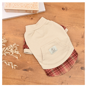 秋色シャツレイヤード風プルオーバー 犬服 小型犬 ドッグウェア チェック柄【ココアトワ(cocoAtoi)】 Ｌ