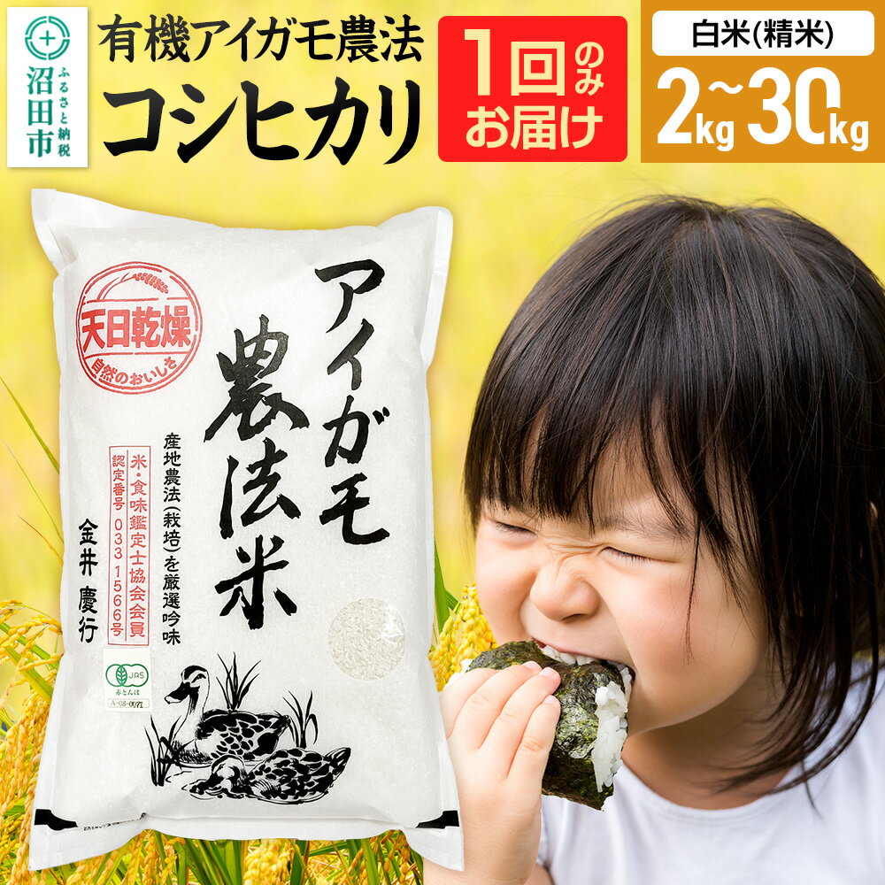 【ふるさと納税】《kg数選べる》令和7年産 新米 白米（精米）有機アイガモ農法コシヒカリ 金井農園