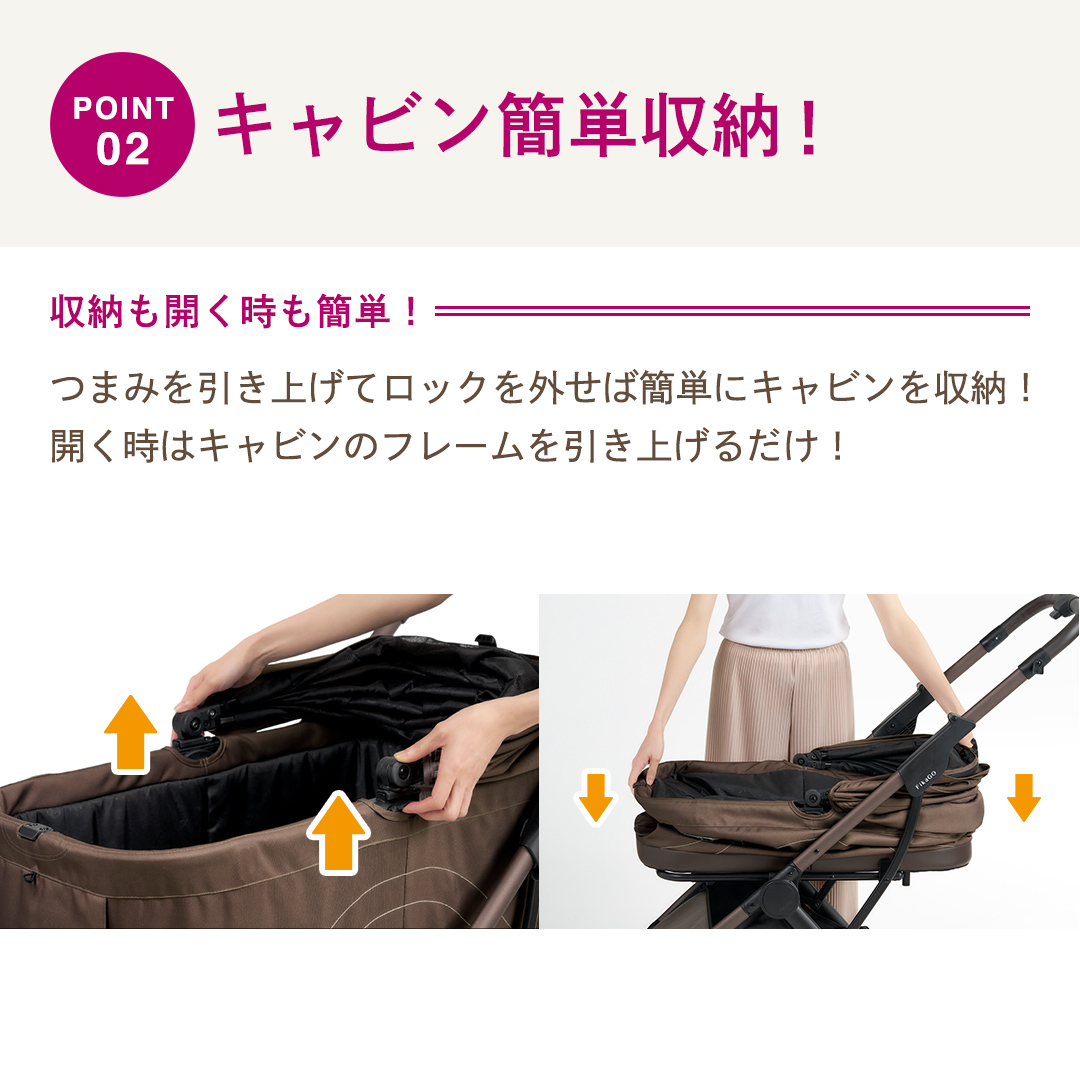 【コムペット】フィカゴー トグル ピュアブラック（BK）156785 中型犬対応 combi コンビ ペットカート FikaGO 1秒自動収納 キャビンを外しても装着したままでも折りたためる 着脱型 