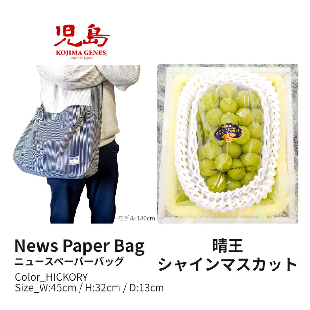 【ふるさと納税】【年2回定期便】NEWS PAPER BAG（Hickory）＋家庭用シャインマスカット晴王 2房（1房約530g以上） セット ニュースペーパーバッグ 大型ショルダーバッグ 鞄 カバン かばん シャインマスカット フルーツ くだもの 【2026年6月上旬～9月下旬まで発送予定】