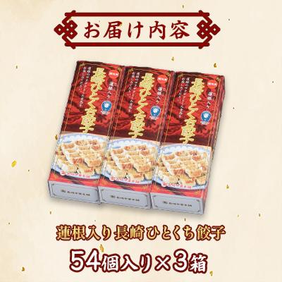 ふるさと納税 佐世保市 蓮根入り長崎ひとくち餃子162個(54個入×3箱)(化粧箱入)【長崎中華本舗】 |  | 01