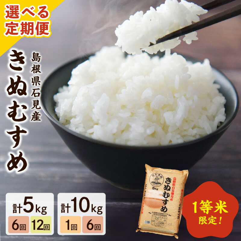【ふるさと納税】【先行予約】【令和7年産】石見産きぬむすめ【5kg 10kg/1回 6回 12回】 選べる 定期便 お米 お取り寄せ 特産 精米 白米 ごはん ご飯 コメ 新生活 応援 準備
