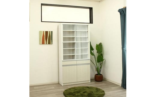 ダイニングボード キッチン収納棚 食器棚 幅90cm 完成品 ハイタイプ ホワイト