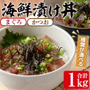 【ふるさと納税】＜種類が選べる＞カツオ・マグロの海鮮漬け丼セット(2種100g×10P・合計1kg) マグロ カツオ 鰹 冷凍 海の幸 タレ 簡単調理 丼【山川漁業協同組合】