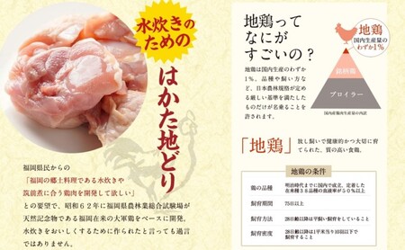 水炊き セット 3～4人前 福岡 限定！はかた地どり 鶏 肉 とり肉 鳥肉 鶏肉 鍋 なべ スープ付き ポン酢 コラーゲン 地鶏 冷凍 贈答品 送料無料 配送不可：離島 