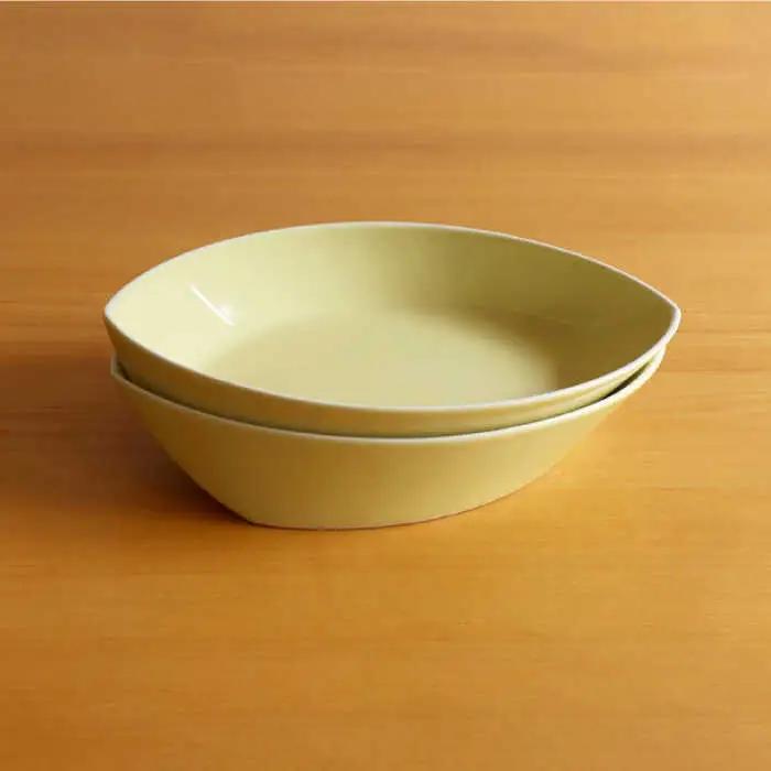 【白山陶器】【グッドデザイン賞受賞】リーヴズパスタ プレート 食器 カレー皿 イエロー 2枚セット【波佐見焼】[TA124] 波佐見焼
