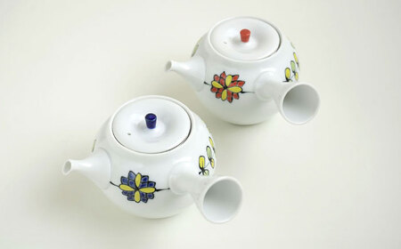 【波佐見焼】ペアティータイムセット 福ダリア・2色 ミニプレート プチカップ 姫急須【光和陶器】[SC76]