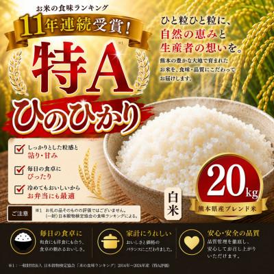 ふるさと納税 玉名市 【熊本県産】 ひのひかり 白米 20kg
