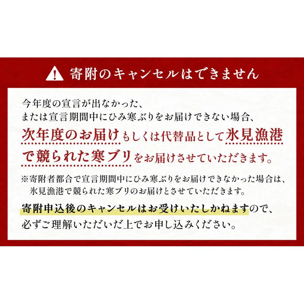 【先行予約】ひみ寒ぶり約500g（切り身）＜冷蔵でお届け＞  富山県 氷見市 ひみ寒ぶり 寒鰤 ブリ 期間限定 切り身 ブロック