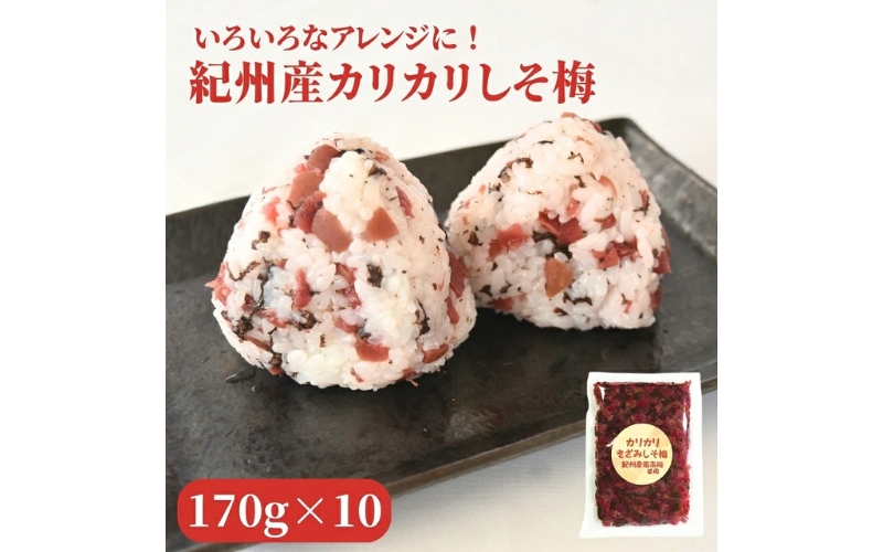 紀州産 カリカリ南高しそ梅 170g×10個 【hjumys028】