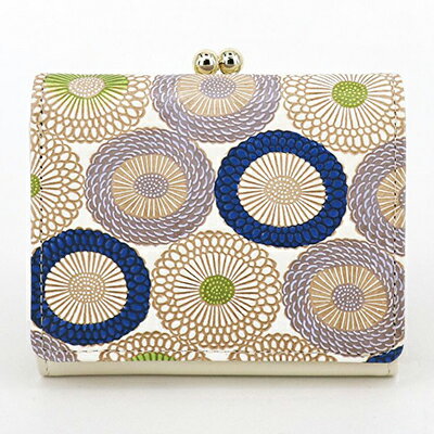 【ふるさと納税】【文庫屋大関】三つ折りミニ財布　笠菊（水明）【皮革工芸品】 ファッション 小物 民芸品 お札 カード 小銭 手のひらサイズ コンパクト 厄除け 牛革 手作り 大人可愛い 　お届け：発送可能時期より順次配送