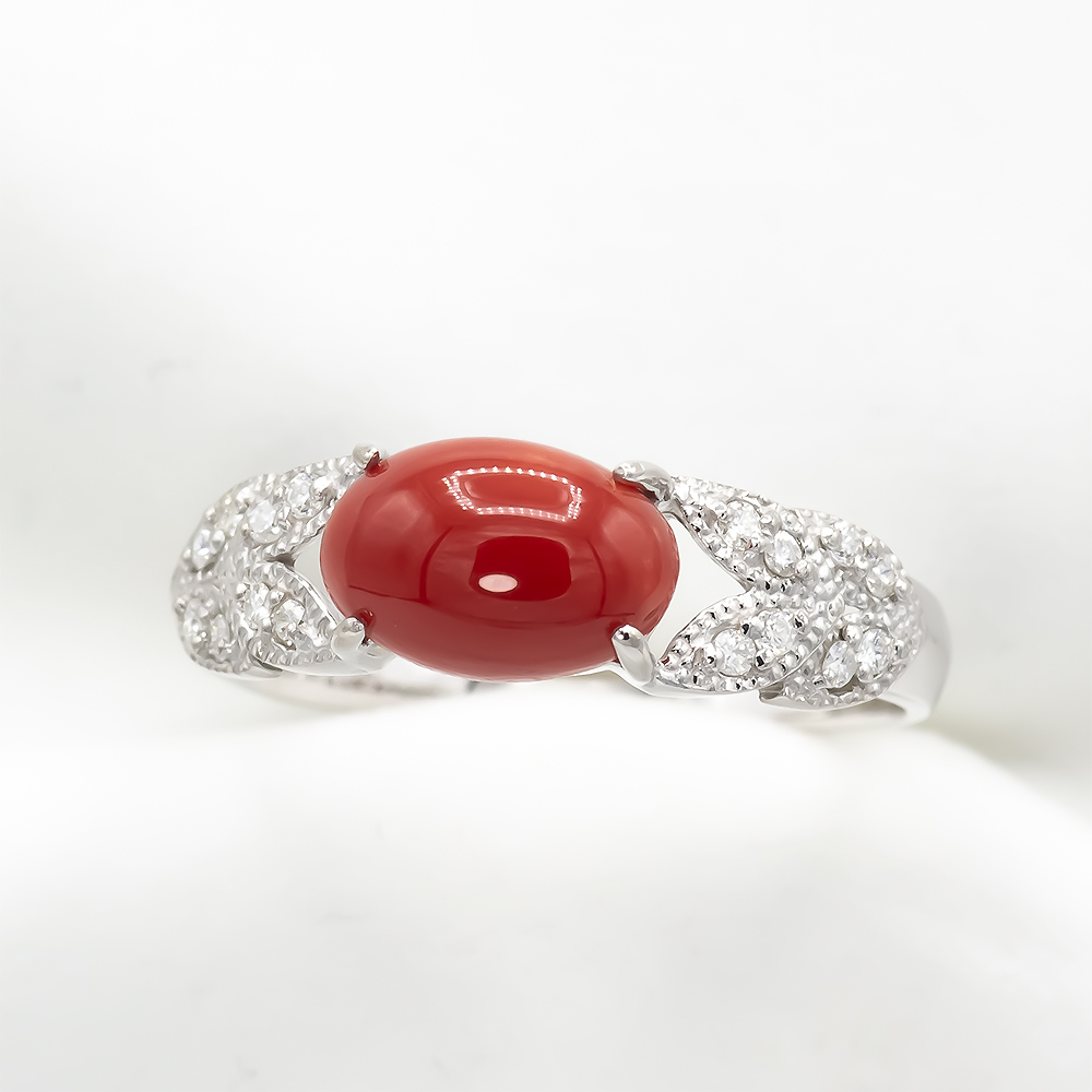 サンゴ リング K10WG （13387）　BR-20