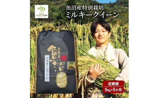 [№5762-0507]魚沼産 特別栽培 ミルキークイーン 5kg 袋 5ヶ月 連続お届け （ 米 定期便 お米 特別栽培米 魚沼 新潟 こめ コメ おこめ 白米 精米 お楽しみ 5回 ） 新潟県