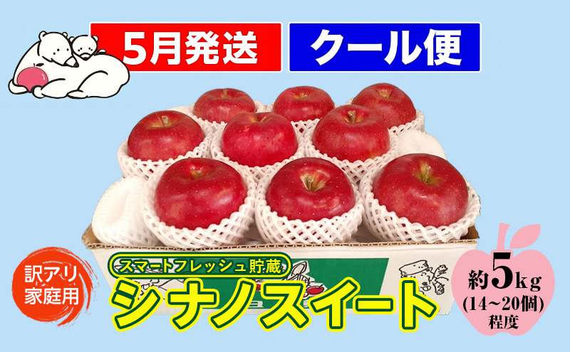 【5月発送クール便】 白熊 訳アリ家庭用シナノスイート 約5kg スマートフレッシュ 糖度13度【青森りんご 果物 フルーツ 果物類 デザート 食後 おやつ 青森のりんご 】