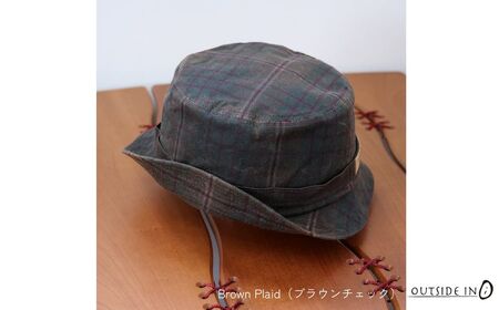 Wax Cotton Bucket Hat Col.02 Brown Plaid（ブラウンチェック）帽子 キャップ バケットハット フリーサイズ キャンプ用品 アウトドア用品 [OUTSIDE IN]