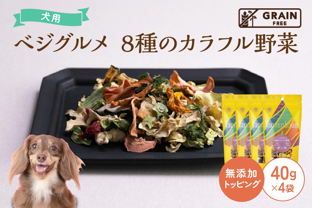 
            [プレイアーデン タネンバウム] 犬用 無添加トッピング ベジグルメ 8種のカラフル野菜 40g×4袋
          