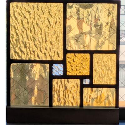 ふるさと納税 戸田市 ステンドグラスのセミオーダーパネル(四角・イエロー)