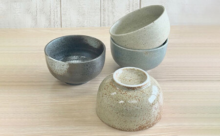 【美濃焼/みずなみ焼】 和陶 姫丼 11cm 4個セット 土物風ブルー・土物風ベージュ・イラボ・白吹き 瑞浪市 / 山喜製陶 食器 どんぶり 茶碗 [AZCP093]