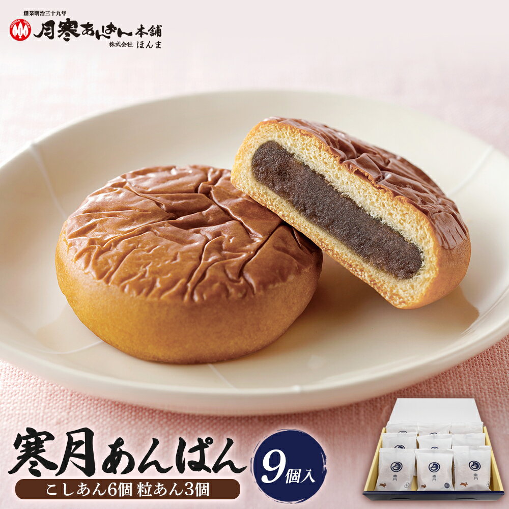 【ふるさと納税】寒月9個入（こしあん6個 粒あん3個） 月寒あんぱん本舗 月寒あんぱん あんぱん あんこ こしあん つぶあん ほんま オリジナル 北海道 ふるさと納税 恵庭市 恵庭 お取り寄せ スイーツ 和菓子【17001303】