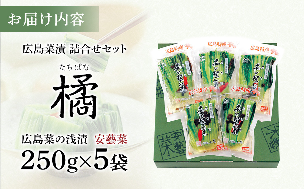 広島菜漬　詰合せ「橘(たちばな)」 250ｇ×5