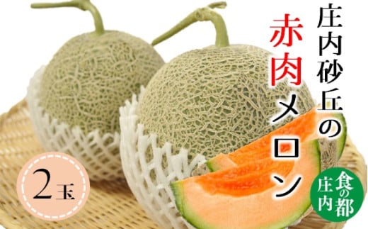 ★先行予約★【令和8年産】食の都庄内　庄内の赤肉メロン（2玉）　※令和8年7月上旬～8月上旬頃まで