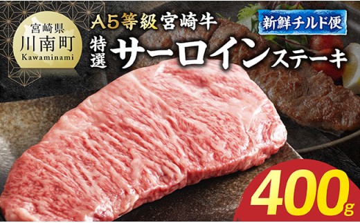 【A5等級】【新鮮チルド便】宮崎牛特選サーロインステーキ 400g　【 肉 宮崎牛 ステーキ サーロイン 牛肉 厳選 A5 】