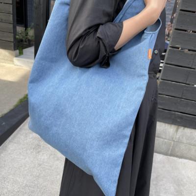 ふるさと納税 福山市 デニム加工職人の手仕事から生まれた【デニムエコバッグ】(ブルー)