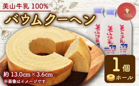 バウムクーヘン 南丹市「美山牛乳」100%使用【南丹市×綾部市共同開発】 ホール 1個 ( バームクーヘン こだわり おやつ スイーツ バウム お菓子 焼菓子 洋菓子 人気 おすすめ 京都 サクラティエ )