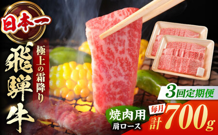 【3回定期便】 飛騨牛 焼肉用 肩ロース 700g（350g×2） / 白川町 / 浅井商店[AWBJ015]