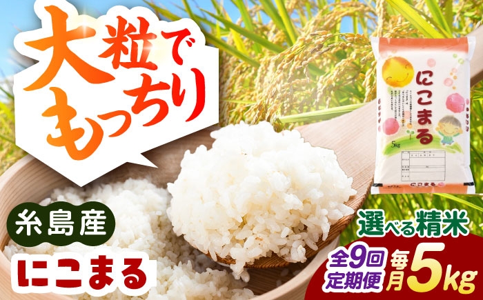 
                  【全9回定期便】【精米方法が選べる！】にこまる 5kg（5kg×1袋） 糸島市 / 玄米・精米専門店 新飼宗一郎商店 [ADE024]
                