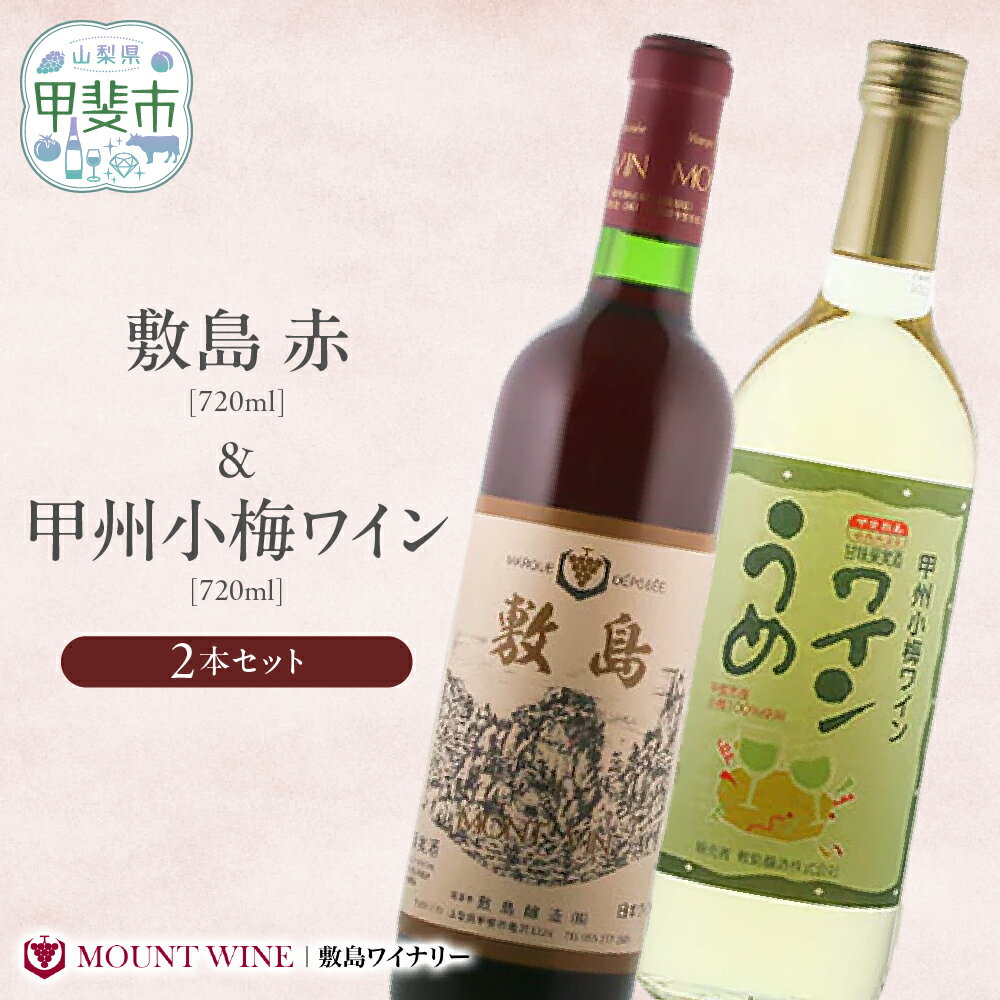 【ふるさと納税】敷島 赤 & 甲州小梅ワイン720ml × 2本 セット 敷島醸造 赤ワイン わいん 梅ワイン ワインセット 国産ワイン 日本ワイン ミディアム 飲み比べ 甘口 山梨 甲斐市 F-2