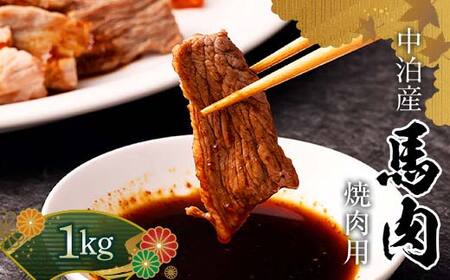 馬肉 焼肉用 約1kg (タレ付き) 中泊町産 【肉や】 F6N-329