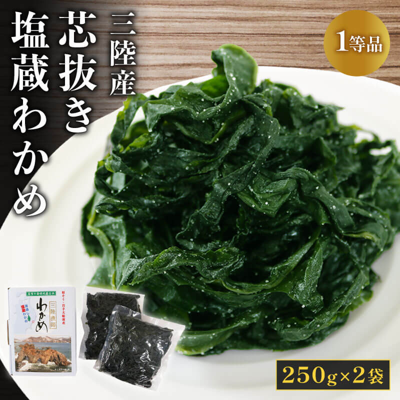 【ふるさと納税】 芯抜き 塩蔵 わかめ 250g×2袋 海鮮 海藻 魚貝類 魚介類 みそ汁 スープ 酢の物 ヘルシー 海産物 旨み 小分け 個包装 ワカメ 若芽 サラダ わかめごはん おさしみ お刺身 産地直送 テレビ TV 三陸産 大船渡 岩手県 大船渡市 5000円 5千円