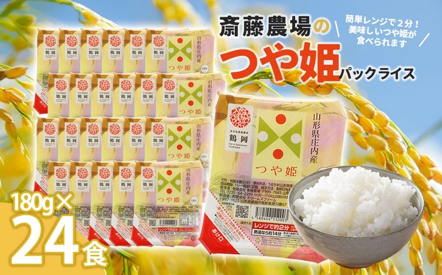 斎藤農場のつや姫パックごはん　180g×24食　無菌包装米飯　K-740