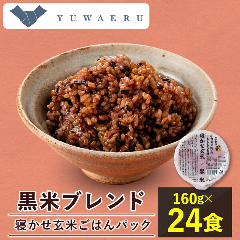 【ふるさと納税】寝かせ玄米ごはんパック　黒米ブレンド 【160g×24食】_ ごはんパック ご飯 パックご飯 玄米 玄米ごはん 米 24食 寝かせ玄米 レンジ 簡単 便利 手軽 保存食 備蓄 常温保存 レトルト 黒米 ギフト 自宅用 送料無料 【配送不可地域：離島・沖縄県】【1587825】